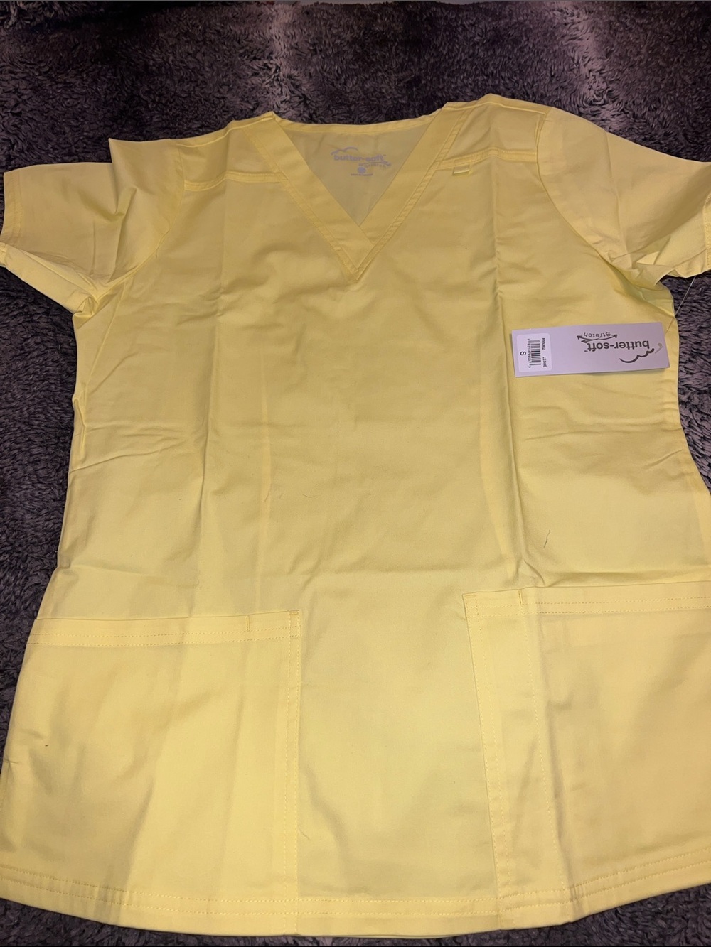 Light Yellow V-Neck Scrub Top - Butter-Soft Comfort